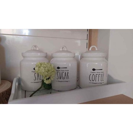 1x BARATTOLO CERAMICA 17cm SALE ZUCCHERO CAFFè contenitore alimenti cucina pasta