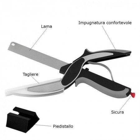 Forbici cucina tagliere coltello frutta verdura carne lama affetta taglia 2 in 1