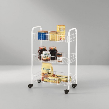 CARRELLO CON 4 RUOTE ACCIAIO PER CUCINA BAGNO 3 PIANI 38x26x67 cm salvaspazio
