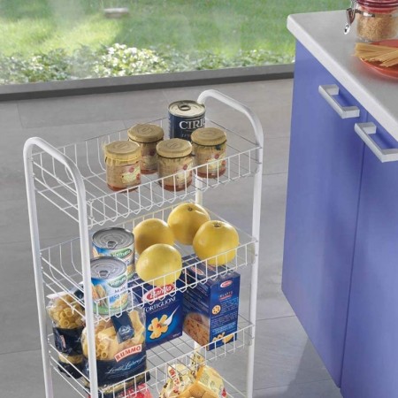 CARRELLO CON 4 RUOTE ACCIAIO PER CUCINA BAGNO 3 PIANI 38x26x67 cm salvaspazio