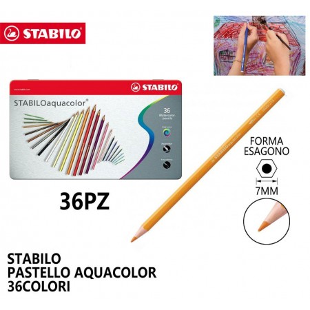 PASTELLI AQUACOLOR MATITE ACQUARELLABILI STABILO CONF. DA 36 IN METALLO 1636-5