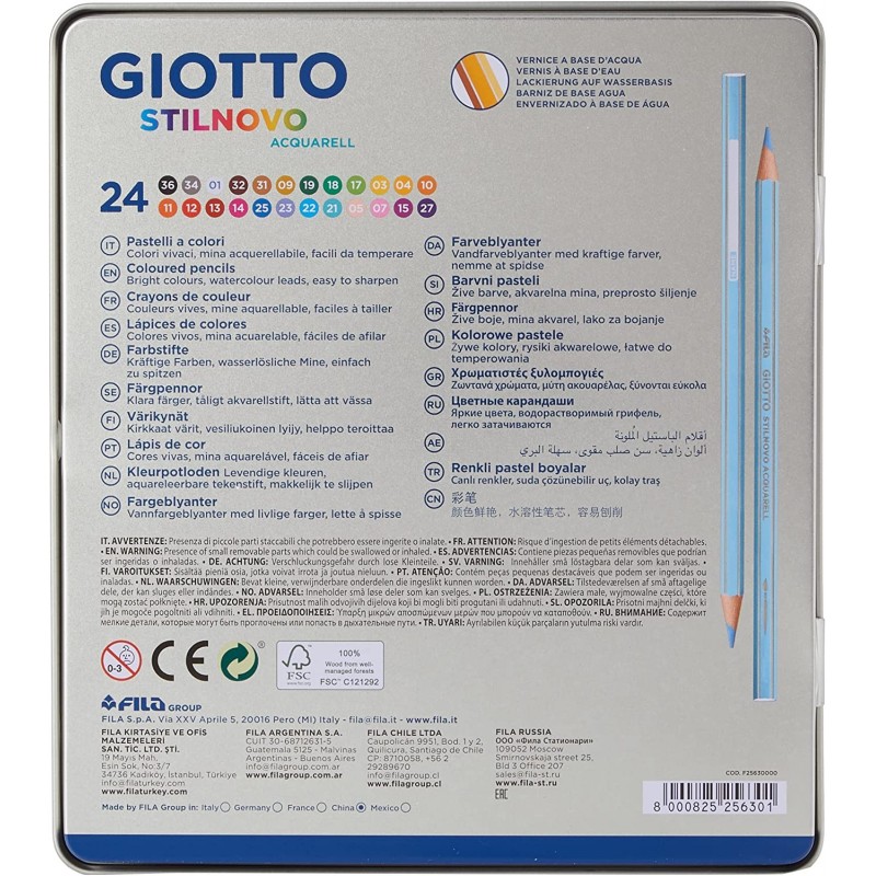 Giotto Matite Colorate Acquerellabili FILA GIOTTO STILNOVO 24 Color...