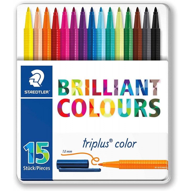 Staedtler PENNARELLI Lattina 15 COLORI Assortiti punta 1mm STAEDTLE...