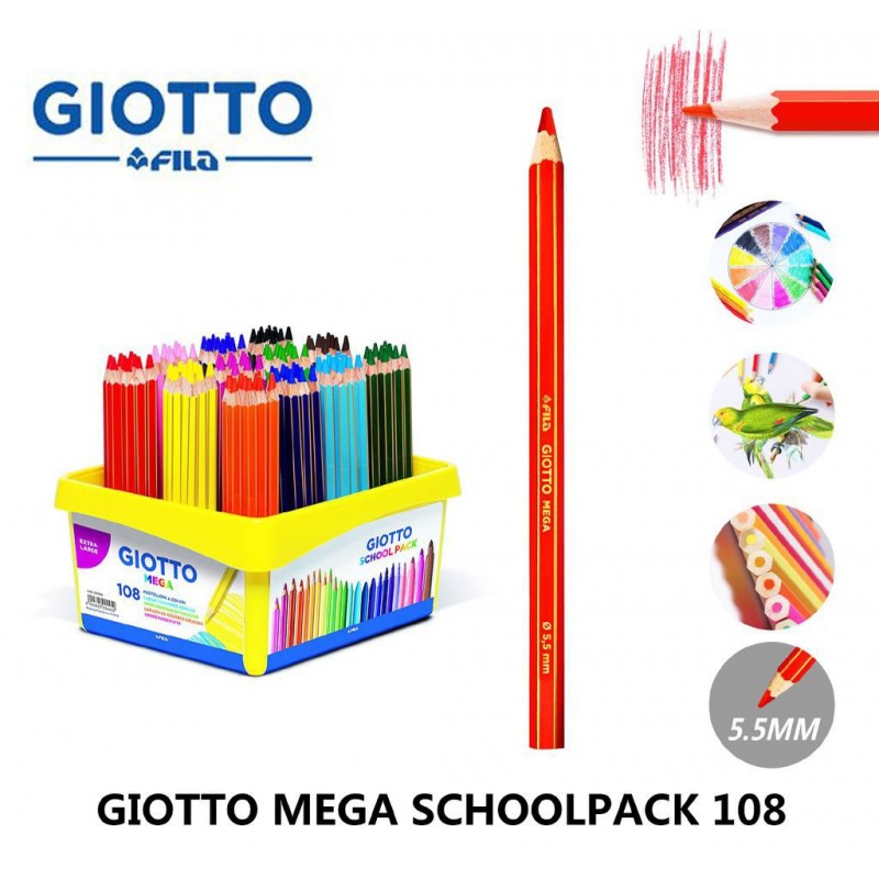 Giotto Pastelli Giotto Mega 108 pezzi mina diametro 5,5 mm colori a...