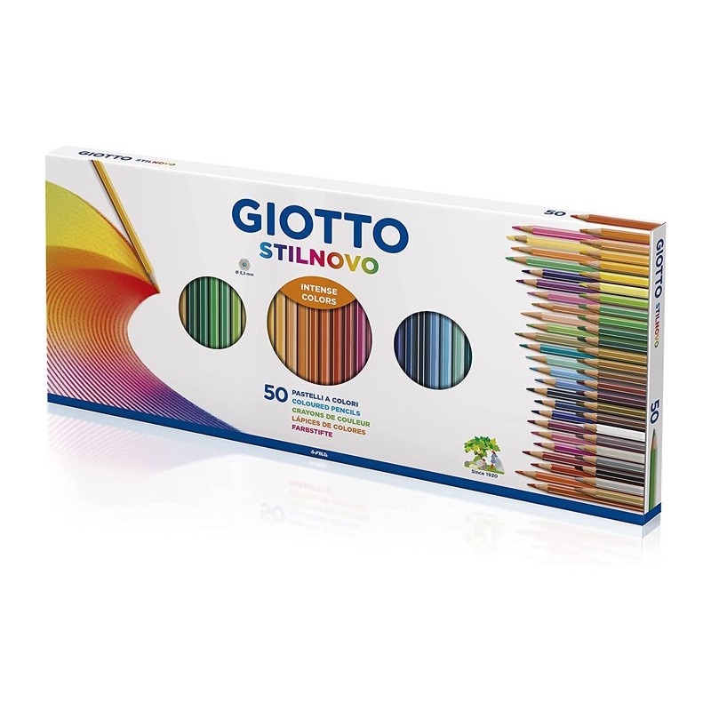 Giotto Confezione 50 Pastelli Stilnovo Colore Assortiti + Temperamatite Scatola