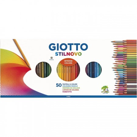 Giotto Confezione 50 Pastelli Stilnovo Colore Assortiti + Temperamatite Scatola