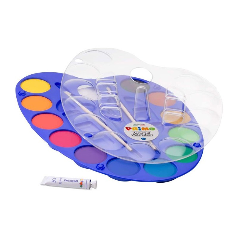 Tavolozza Di Plastica Degli Artisti Dei Bambini Con Differenti Colori Su Fondo Grigio Concetto Arte I P Sviluppo Iniziale 141910574