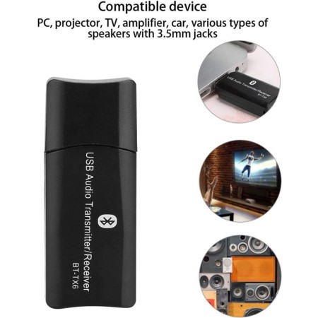 USB BLUETOOTH 5.0 RICEVITORE Trasmettitore ADATTATORE AUDIO, TV PC Auto Aux