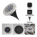 2 FARO PICCHETTO LAMPADA LED SOLARE DA ESTERNO GIARDINO FARETTO 8 LED SEGNAPASSI