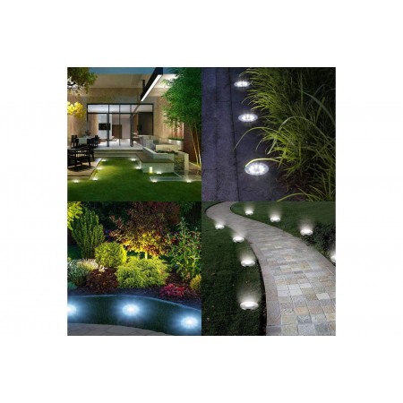 2 FARO PICCHETTO LAMPADA LED SOLARE DA ESTERNO GIARDINO FARETTO 8 LED SEGNAPASSI