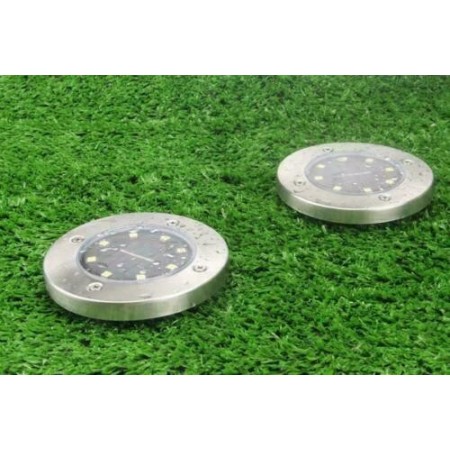 2 FARO PICCHETTO LAMPADA LED SOLARE DA ESTERNO GIARDINO FARETTO 8 LED SEGNAPASSI