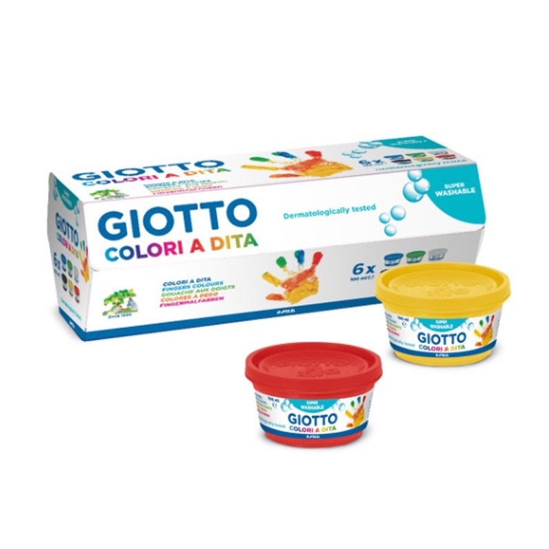 Colori a dita Giotto in barattoli 6 da 100ml tempere confezione colori assortiti