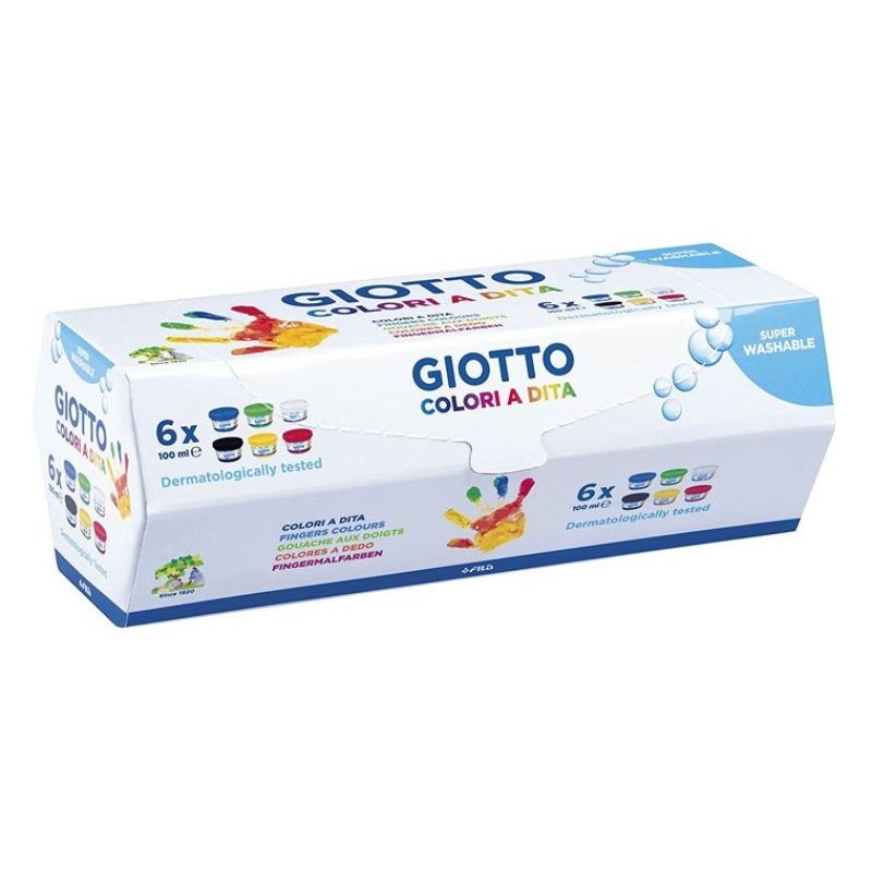 Giotto Colori a dita Giotto in barattoli 6 da 100ml tempere confezi...