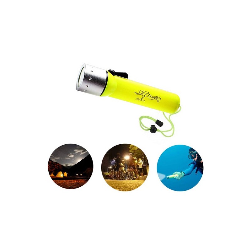 TORCIA SUBACQUEA IMPERMEABILE LED 180 LUMEN CREE 40 metri Q5 SUB LUCE LAMPADA 3W
