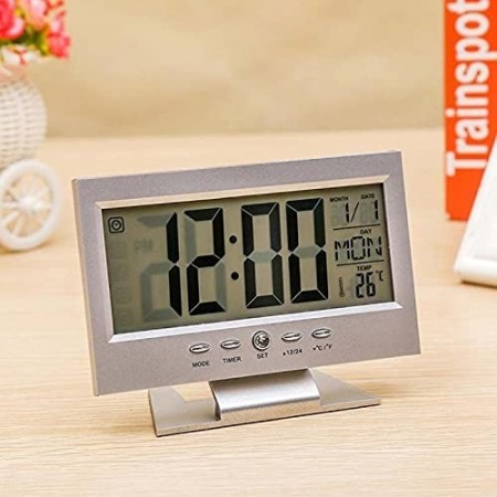 SVEGLIA OROLOGIO DATARIO DIGITALE TERMOMETRO DISPLAY LCD ILLUMINAZIONE COMODINO
