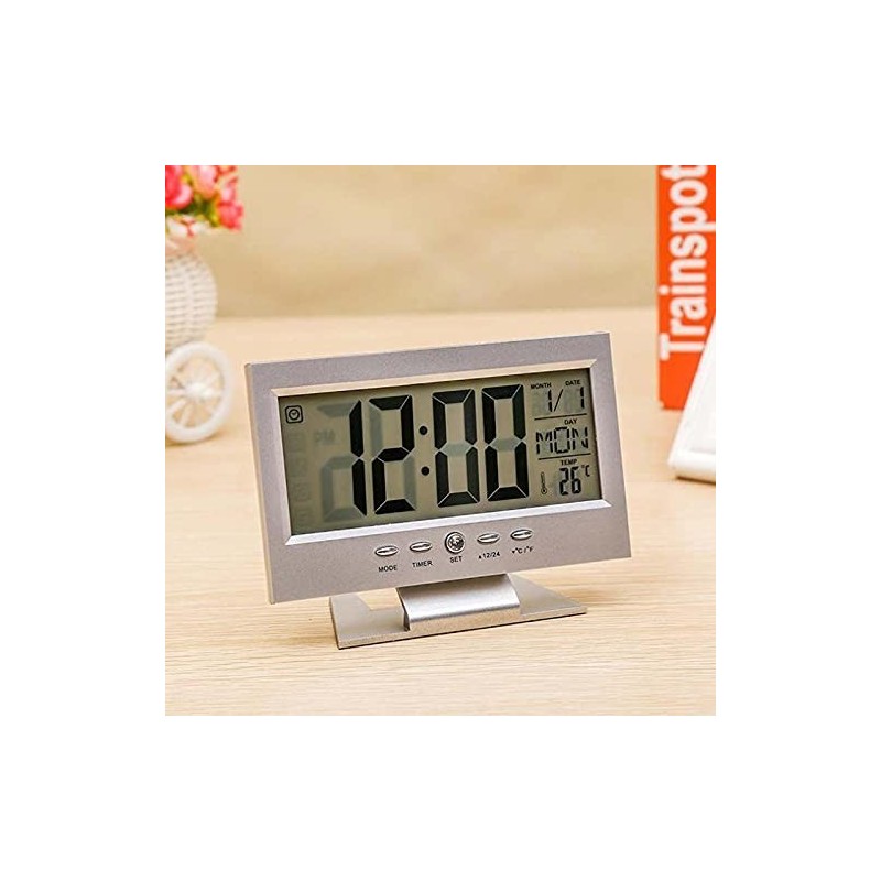 Hongu SVEGLIA OROLOGIO DATARIO DIGITALE TERMOMETRO DISPLAY LCD ILLU...