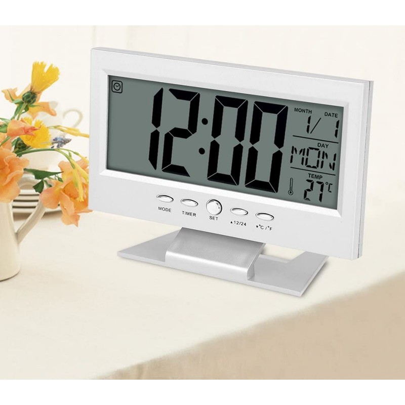Hongu SVEGLIA OROLOGIO DATARIO DIGITALE TERMOMETRO DISPLAY LCD ILLU...
