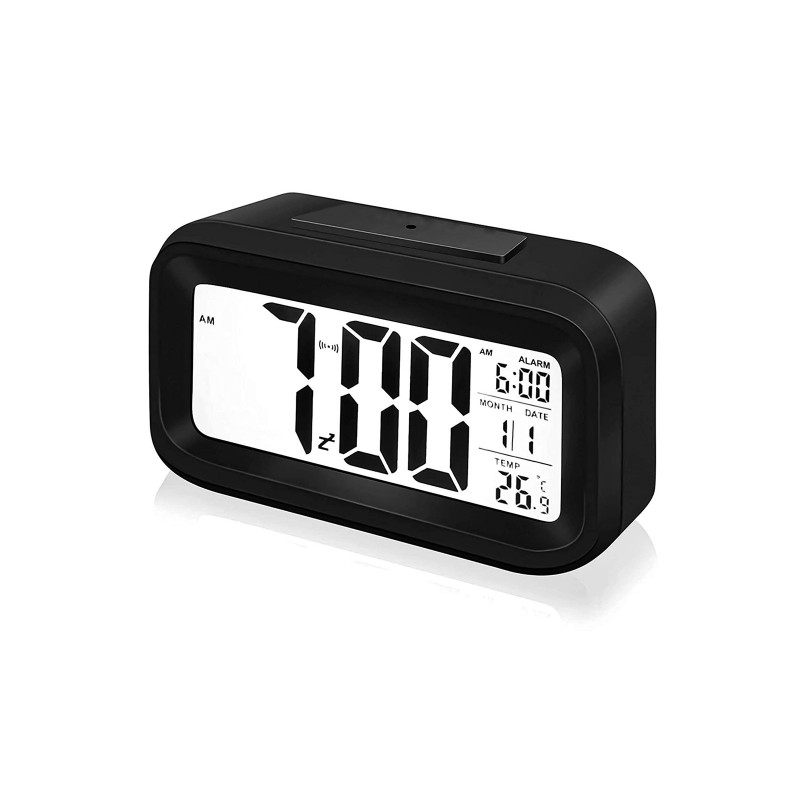 SVEGLIA OROLOGIO DATARIO DIGITALE TERMOMETRO DISPLAY LCD ILLUMINAZIONE COMODINO
