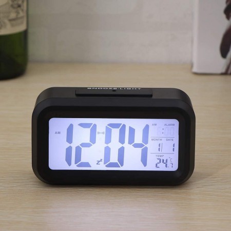 SVEGLIA OROLOGIO DATARIO DIGITALE TERMOMETRO DISPLAY LCD ILLUMINAZIONE COMODINO