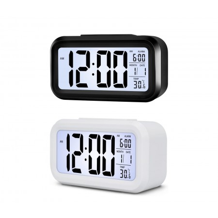 SVEGLIA OROLOGIO DATARIO DIGITALE TERMOMETRO DISPLAY LCD ILLUMINAZIONE COMODINO