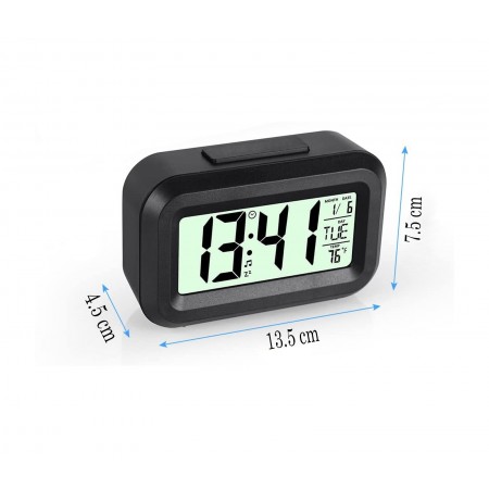 SVEGLIA OROLOGIO DATARIO DIGITALE TERMOMETRO DISPLAY LCD ILLUMINAZIONE COMODINO