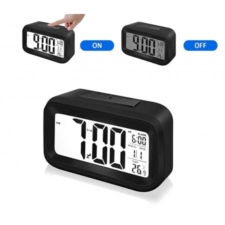 SVEGLIA OROLOGIO DATARIO DIGITALE TERMOMETRO DISPLAY LCD ILLUMINAZIONE COMODINO