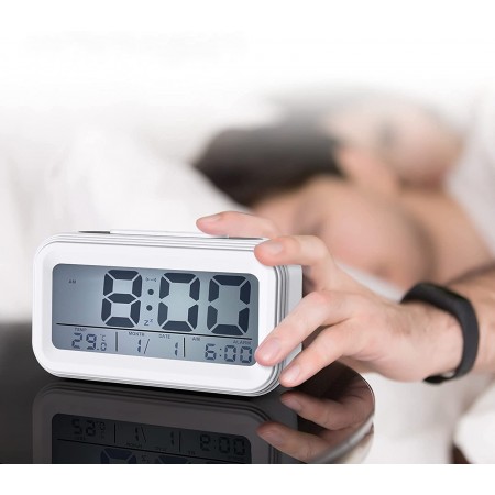 SVEGLIA OROLOGIO DATARIO DIGITALE TERMOMETRO DISPLAY LCD ILLUMINAZIONE COMODINO