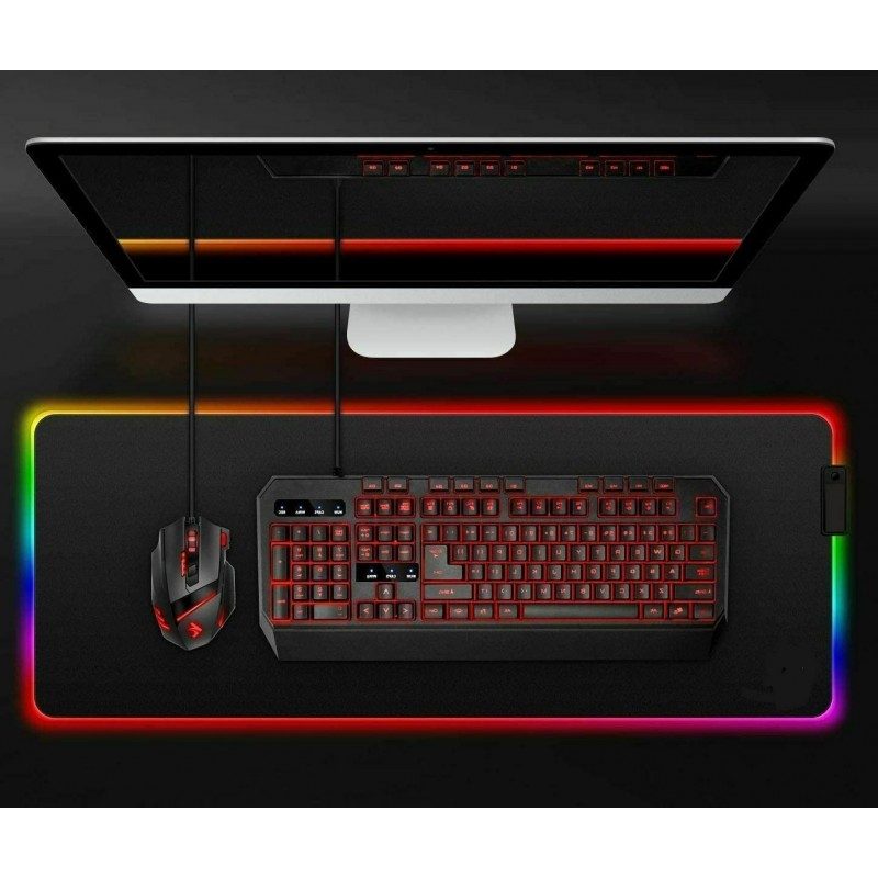 Hongu Tappetino mouse tappeto XXL RGB mousepad 900x400 mm led cambi...