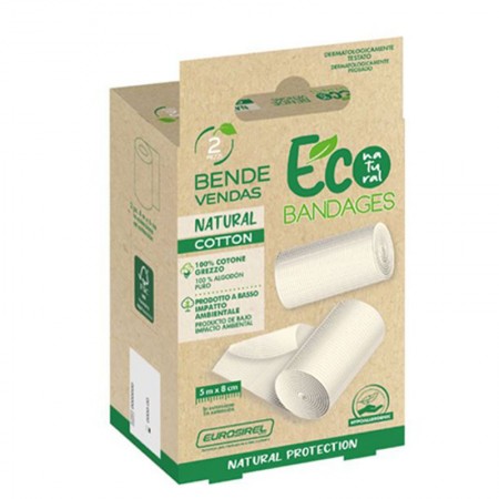6x bende in cotone grezzo naturale 100% idrofile 5m x 8cm ipoallergenico benda