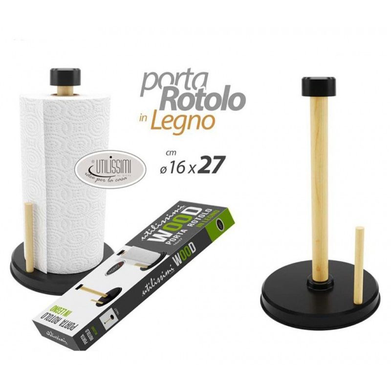 GICOS PORTAROTOLO DA CUCINA IN LEGNO 16X27CM porta pellicole vertic...