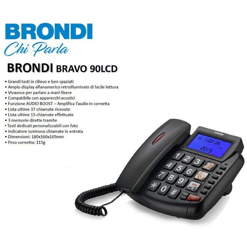 Brondi TELEFONO FISSO CON TASTI GRANDI PER ANZIANI VIVAVOCE CASA BR...