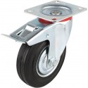 Ruota per carrello girevole rotella 100mm con freno 360° Piastra Di Fissaggio