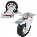 2x Ruote per carrello girevole rotella 100mm con freno 360° Piastra Di Fissaggio