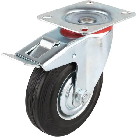 Ruota per carrello girevole rotella 125mm con freno 360° Piastra Di Fissaggio