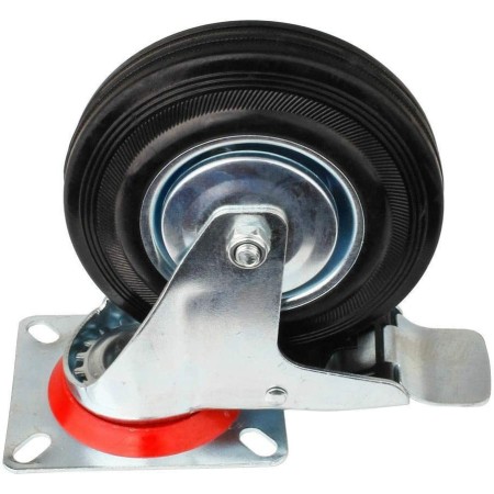 Ruota per carrello girevole rotella 125mm con freno 360° Piastra Di Fissaggio