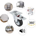 Ruota per carrello girevole rotella 125mm con freno 360° Piastra Di Fissaggio