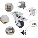 2 Ruote per carrello girevole rotella 125mm con freno 360° Piastra Di Fissaggio