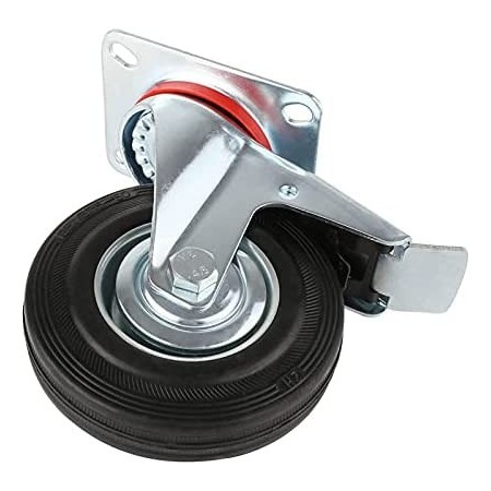 2 Ruote per carrello girevole rotella 200mm con freno 360° Piastra Di Fissaggio