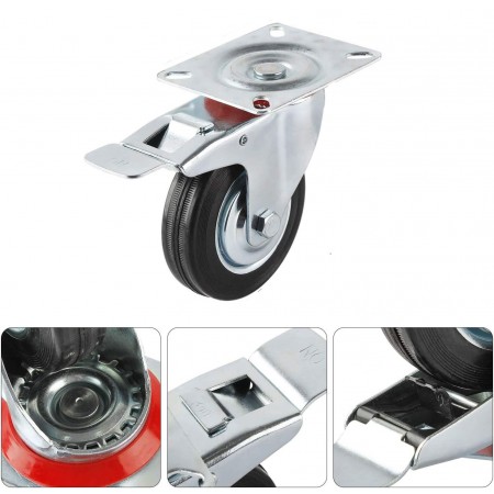 2 Ruote per carrello girevole rotella 200mm con freno 360° Piastra Di Fissaggio