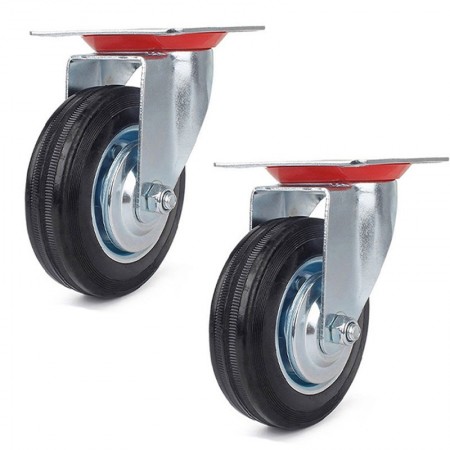 2 Ruote piroettanti carrello girevole rotella 100mm Piastra Di Fissaggio gomma
