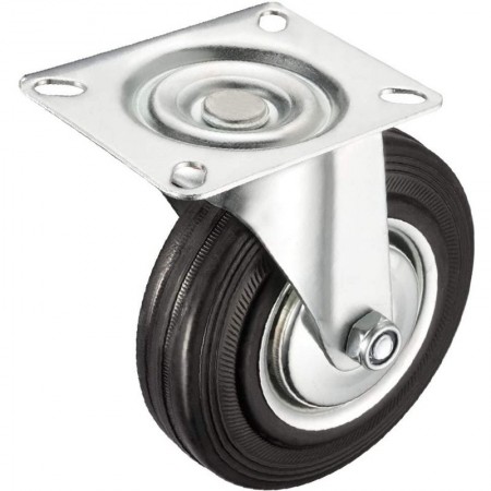 Ruota piroettanti carrello girevole rotella 125mm 360° piastra fissaggio gomma