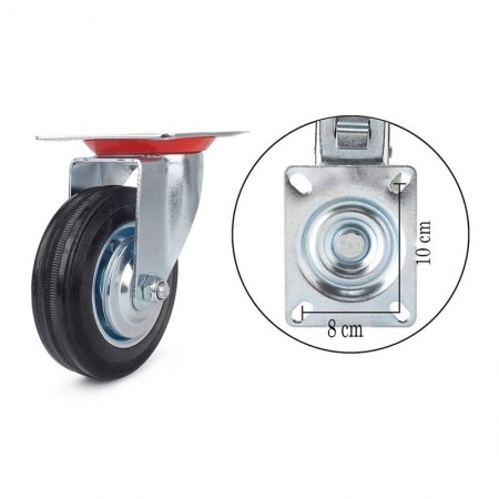 Ruota piroettanti carrello girevole rotella 125mm 360° piastra fissaggio gomma