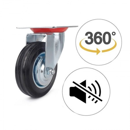 Ruota piroettanti carrello girevole rotella 160mm 360° piastra fissaggio gomma