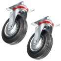 2 Ruote piroettanti carrello girevole rotella 200mm Piastra Di Fissaggio gomma