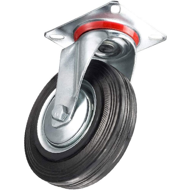 Ruota piroettanti carrello girevole rotella 200mm 360° piastra fissaggio gomma