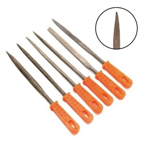 Set da 6 mini lime ad ago per ferro legno lunghezza di 165mm manico rivestito