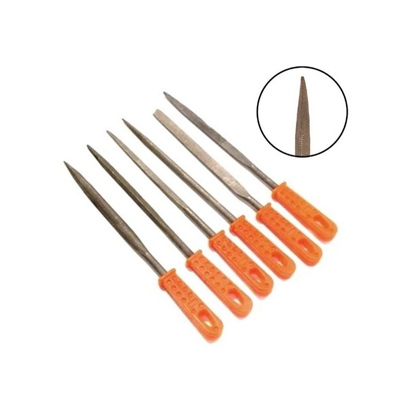 Set da 6 mini lime ad ago per ferro legno lunghezza di 165mm manico rivestito