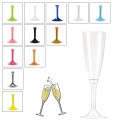 18 FLUTE IN PLASTICA CALICE PER CHAMPAGNE SPUMANTE PROSECCO TRASPARENTE colorati