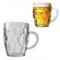 2x BICCHIERE VETRO BOCCALE BIRRA TRASPARENTE CON MANICO CL.55 tazze colazione