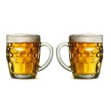 2x BICCHIERE VETRO BOCCALE BIRRA TRASPARENTE CON MANICO CL.55 tazze colazione
